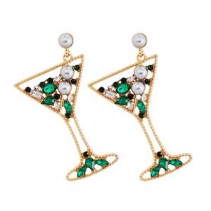 Crystal & Pearl Martini Glass Earrings
